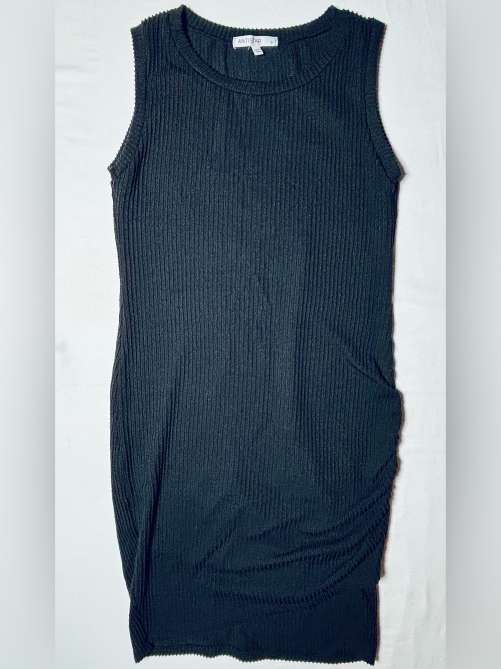 Anistar Sleeveless Ribbed Knit Bodycon Dress Women's Small Black Excellent
